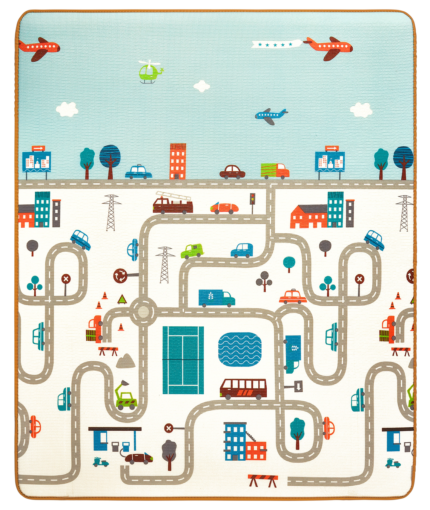 Tapis mousse double face XXL - rouleau 2 CM (route et zigzags)