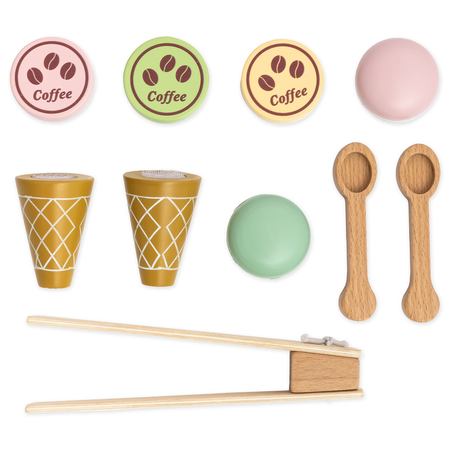 Une grande glacière en bois avec tableau magnétique, machine à café et set de glaces et de desserts - plus de 70 pièces !