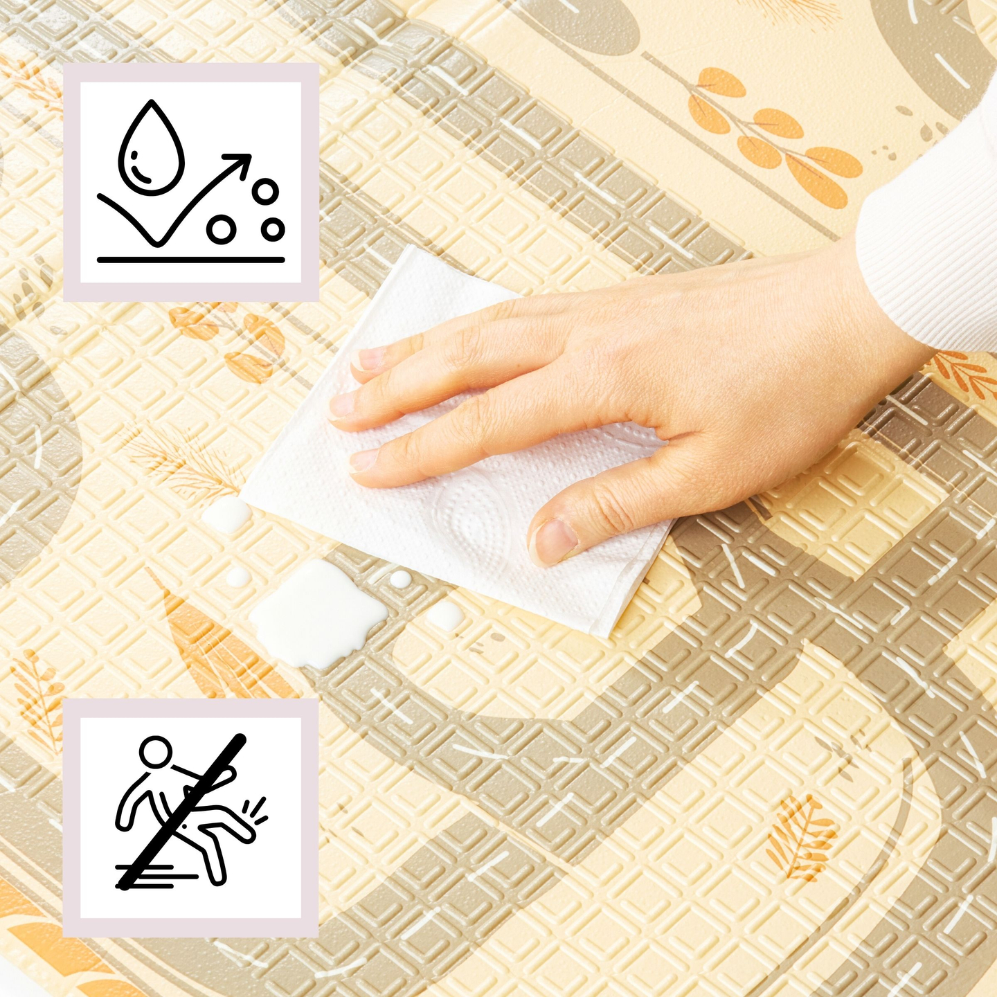 Tapis en mousse pliable double face 180 x 120 x 1 cm - Forêt Magique/Rues d'Automne - bohème