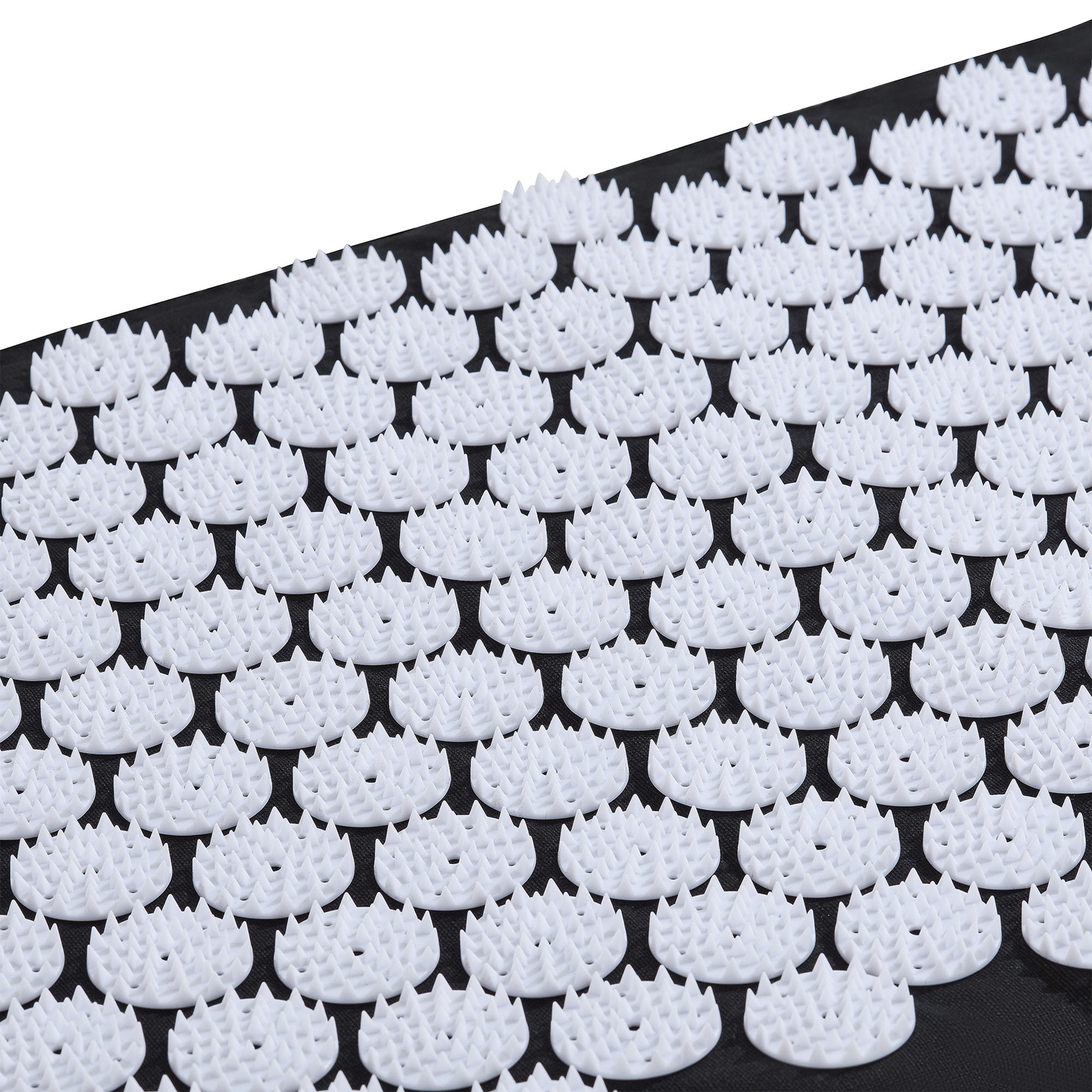 Tapis d'acupression en lin écologique avec coussin en fibres de coco et sarrasin – 68 cm HyperMotion Noir et Blanc