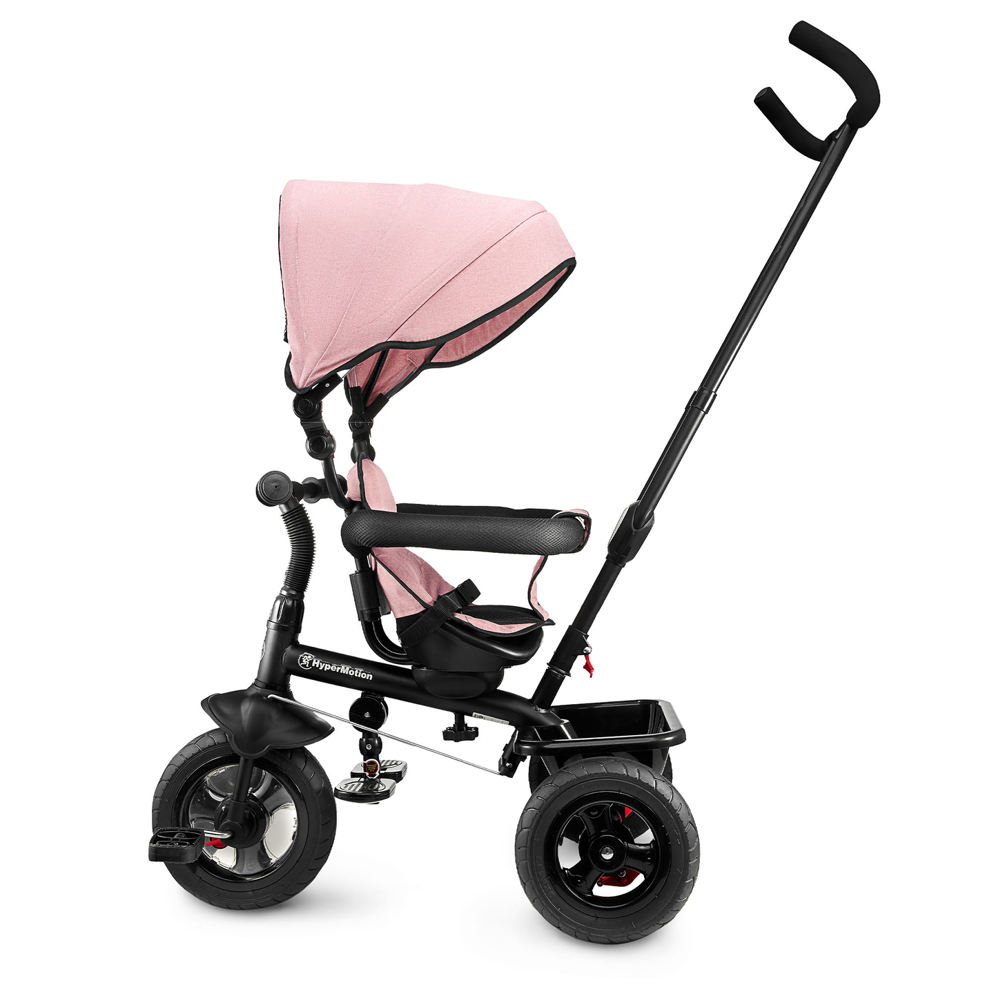 Tricycle pour enfants 1-4 ans - TOBI FREY - couleur rose - pivotant - roues pompées + pousseur