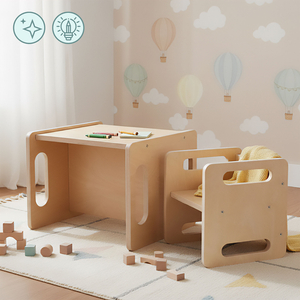 Table et chaise en bois avec fonction marchepied – un ensemble Montessori multifonctionnel pour enfants