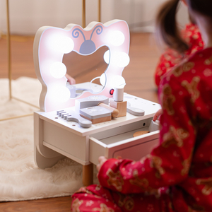 Mini coiffeuse en bois avec éclairage LED - Butterfly