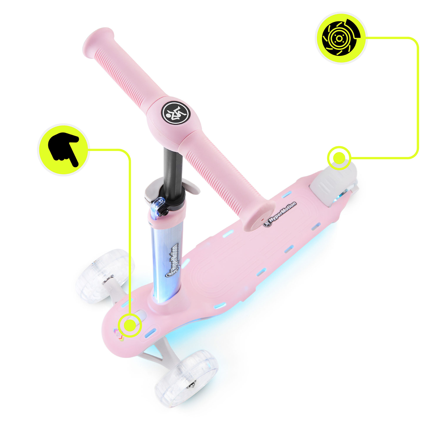 Trottinette d'équilibre HyperMotion BECKY - Éclairage LED RGB, rose