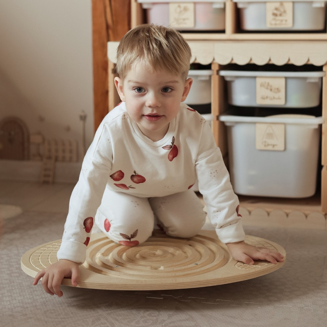 Planche d'équilibre en bois avec labyrinthe et balles - balance rocker