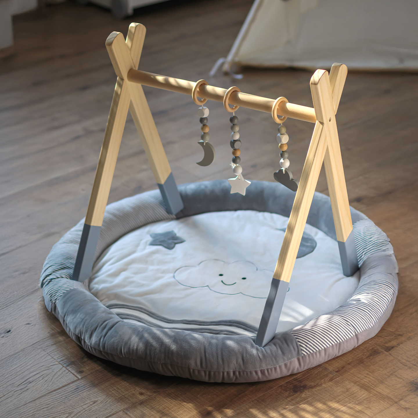 Support éducatif en bois Baby Gym - couleur grise