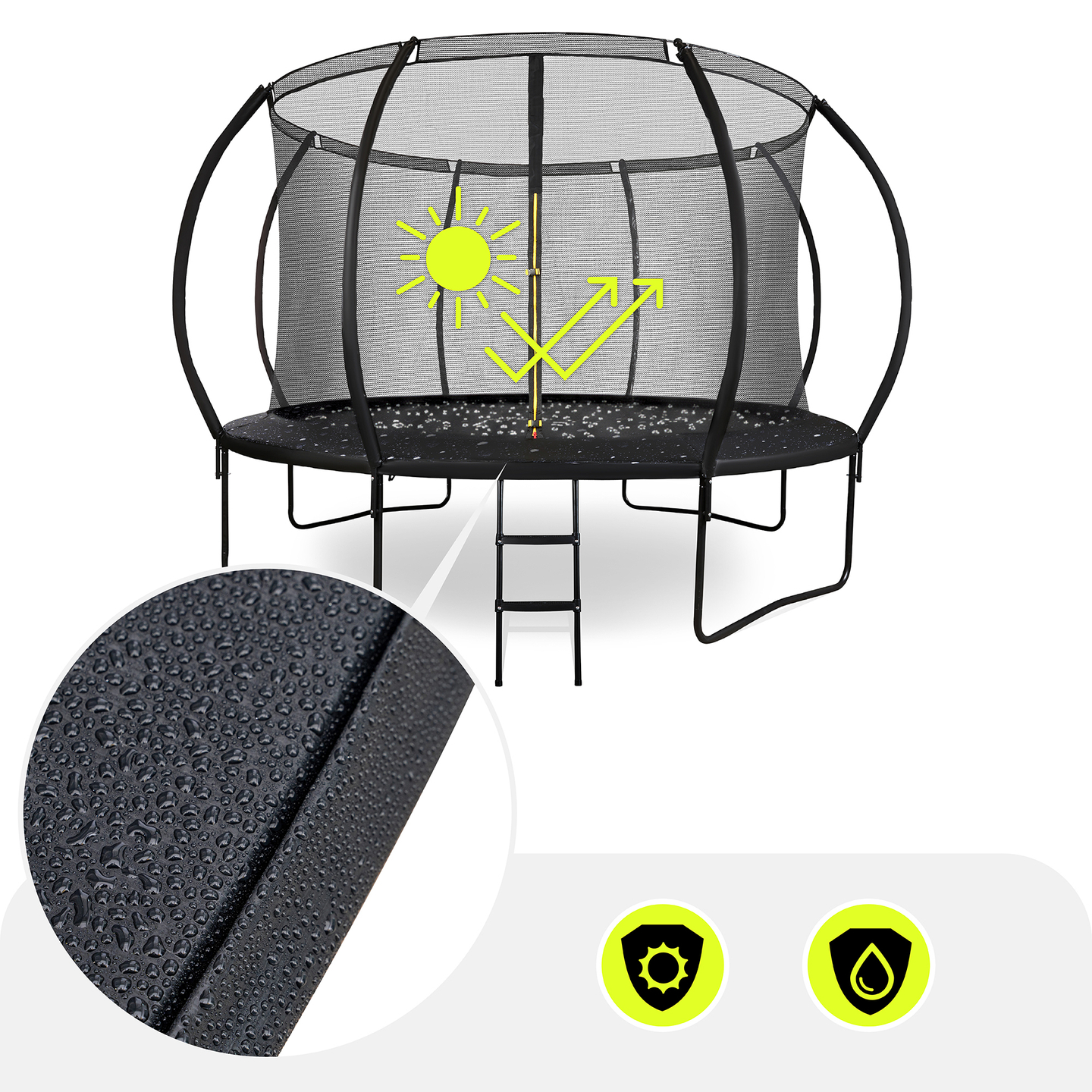 Trampoline de jardin XXL pour enfant HyperMotion - 366 cm 12FT - avec échelle et filet intérieur - pour maison et jardin - 150kg max