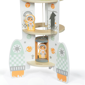 Grande fusée spatiale en bois avec ascenseur et accessoires - XXL