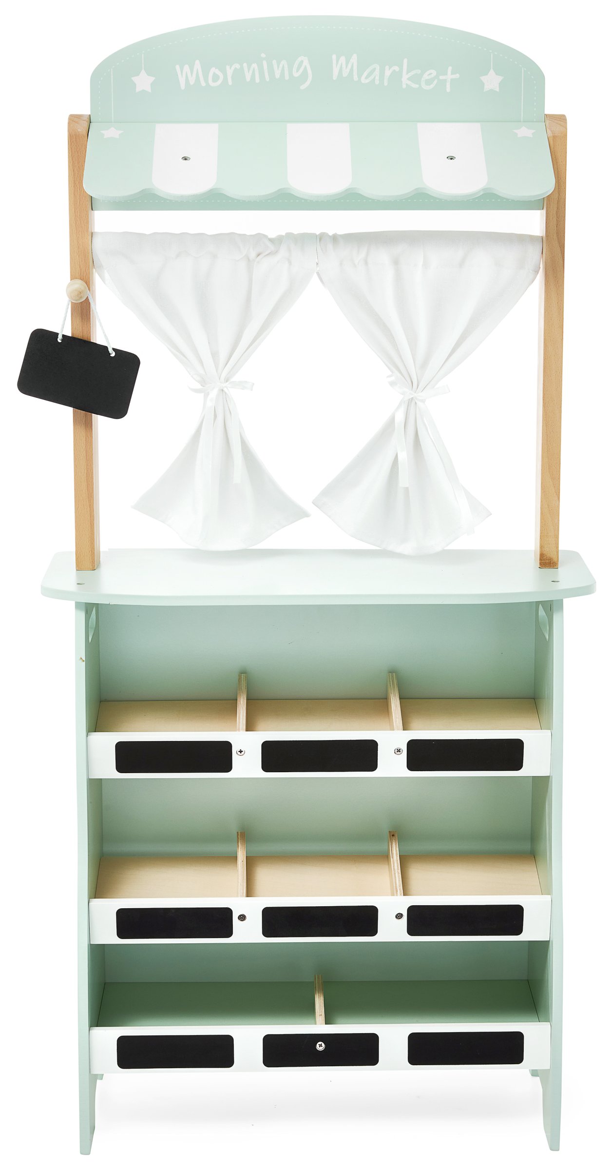 Grande boutique en bois - étalage et théâtre 2 en 1 avec balance, terminal de paiement, fruits et légumes