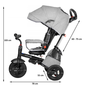 Tricycle Tobi Velar + film de pluie - gris