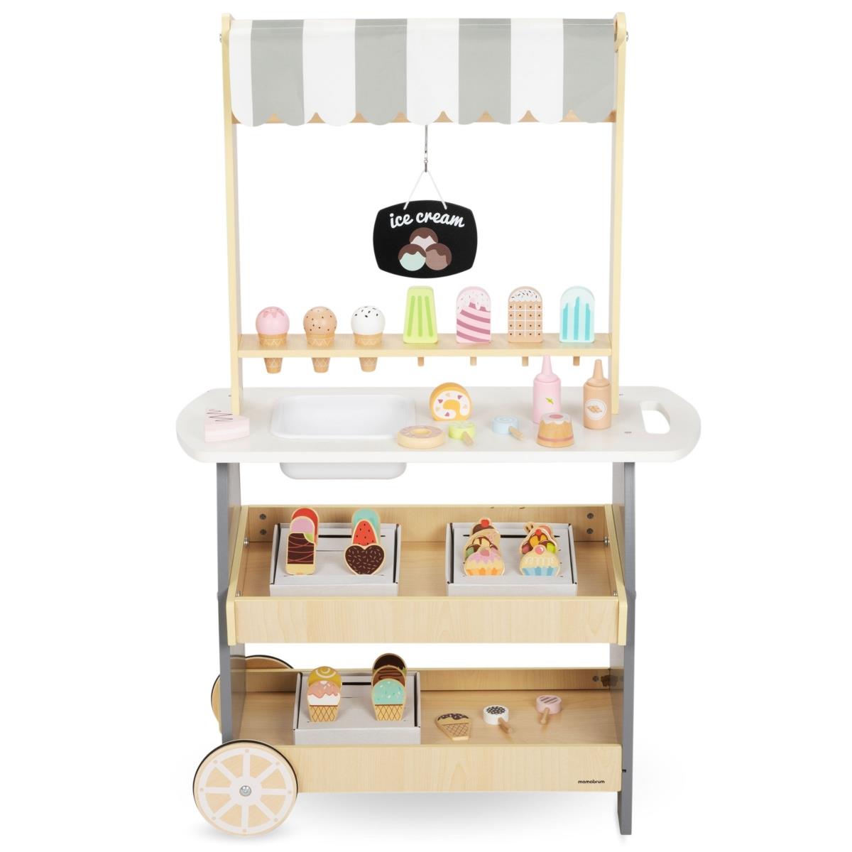 Glacier à roulettes en bois - chariot à glaces