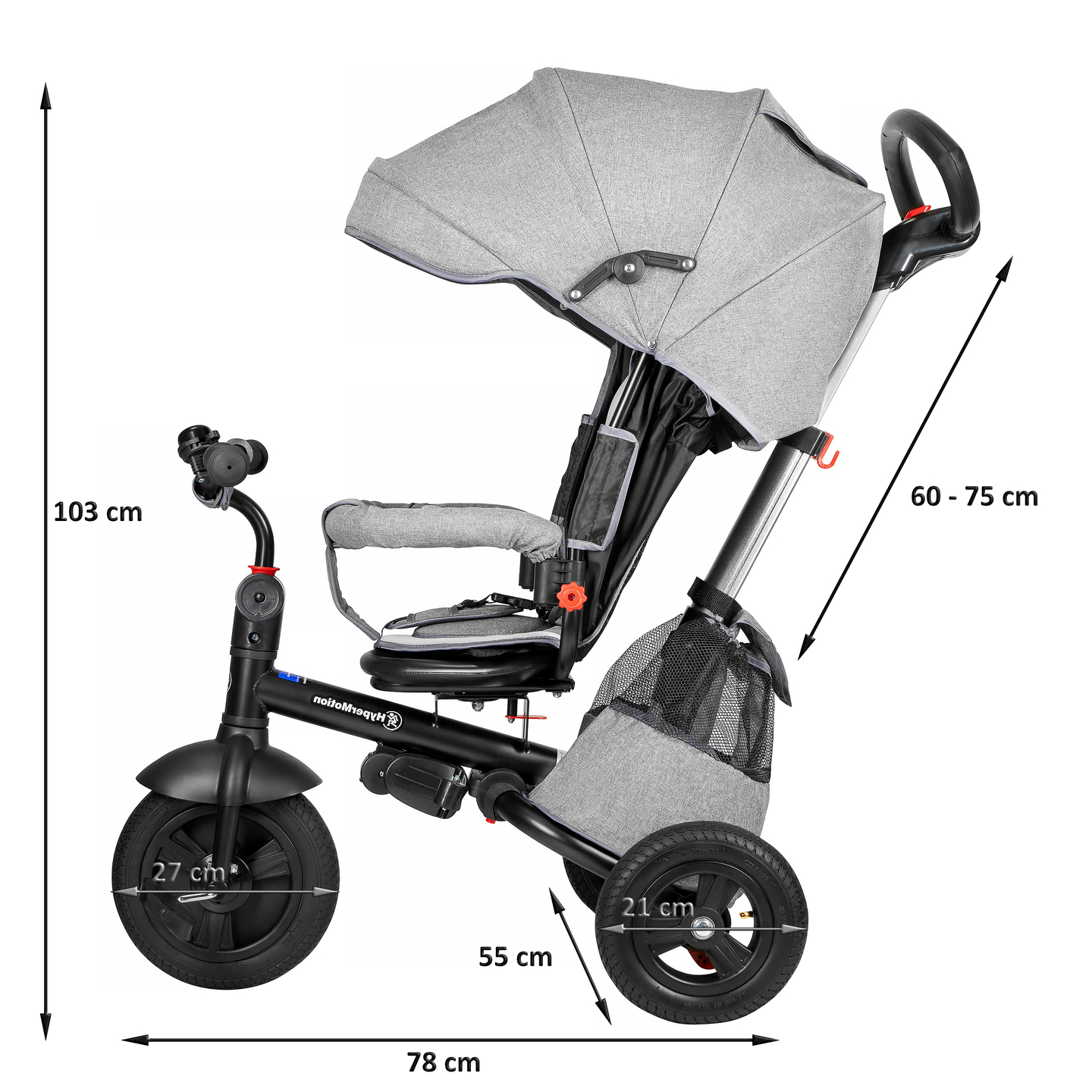 Tricycle Tobi Velar + film de pluie - gris