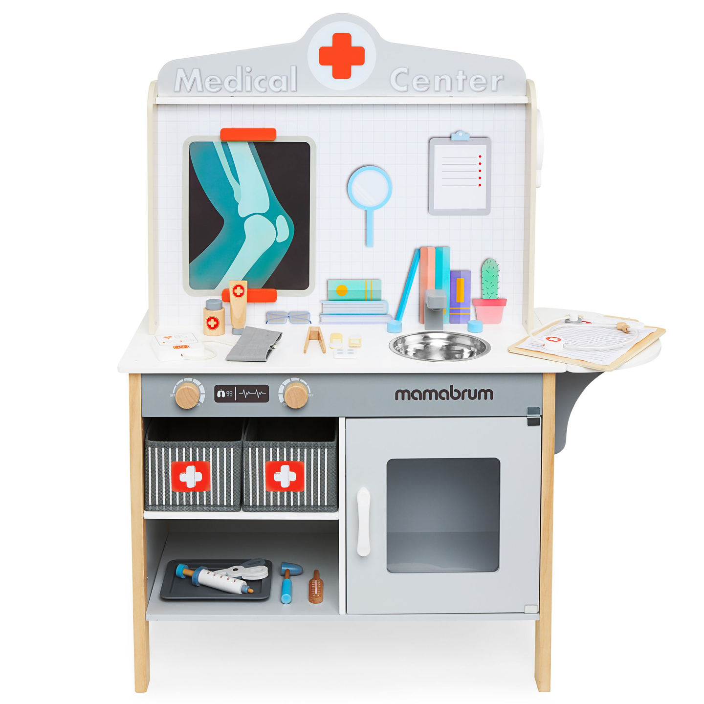 Cabinet médical en bois hôpital XXL - set de médecin avec accessoires