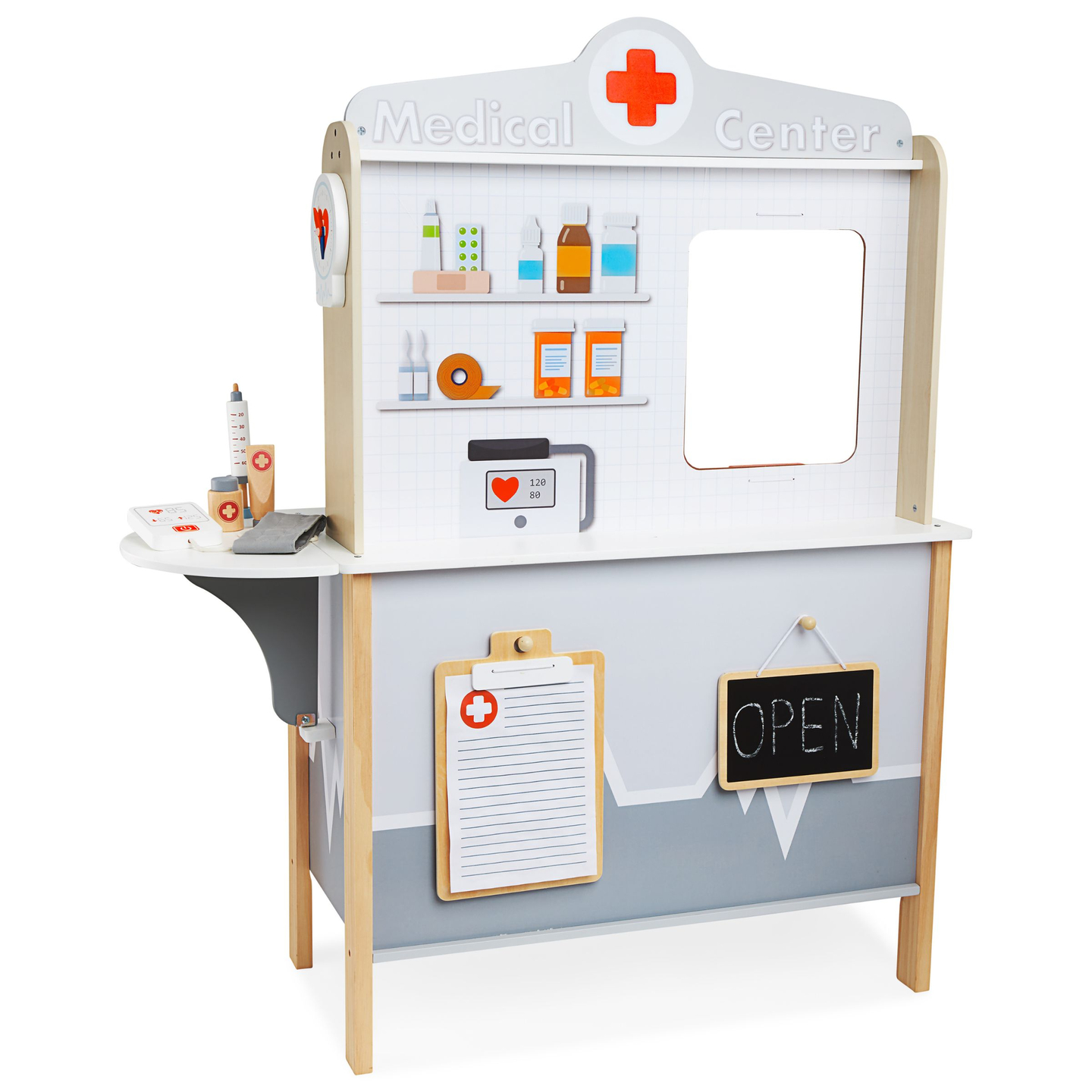 Cabinet médical en bois hôpital XXL - set de médecin avec accessoires