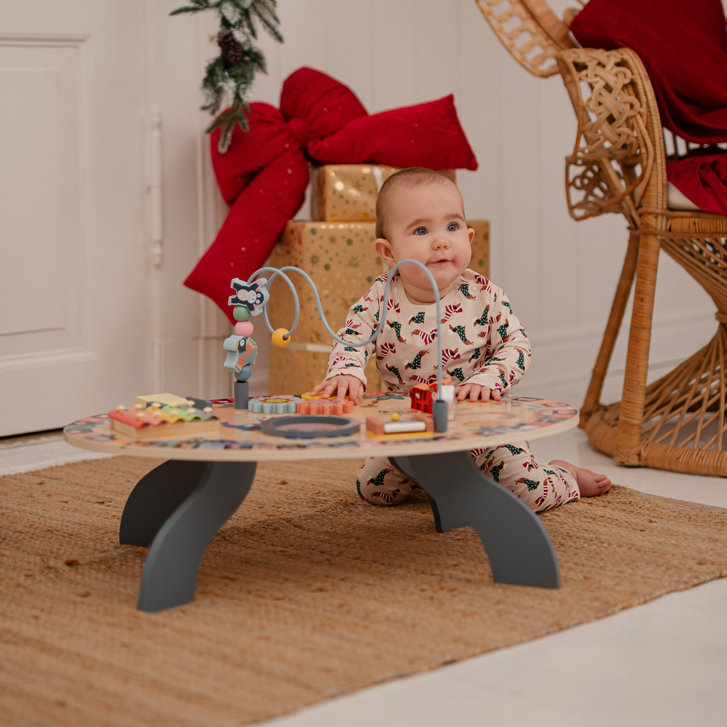 Table éducative en bois 7in1, musicale, sensorielle