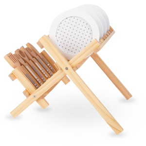 Accessoires de cuisine en bois avec séchoir à casseroles - set pour enfants