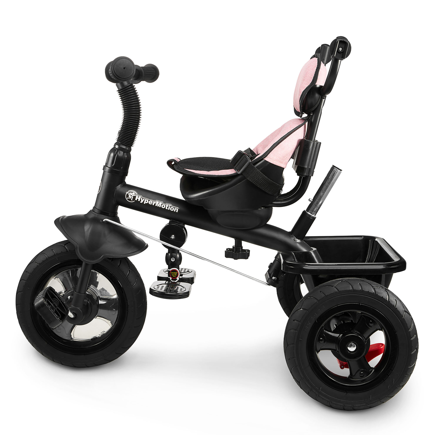 Tricycle pour enfants 1-4 ans - TOBI FREY - couleur rose - pivotant - roues pompées + pousseur