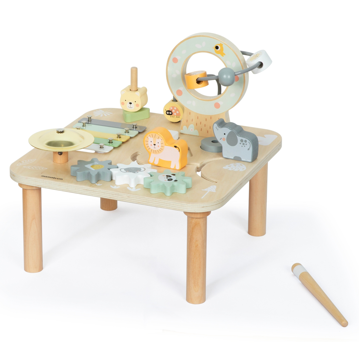 Table musicale éducative 7 en 1 en bois avec cymbales et gong - jungle sauvage