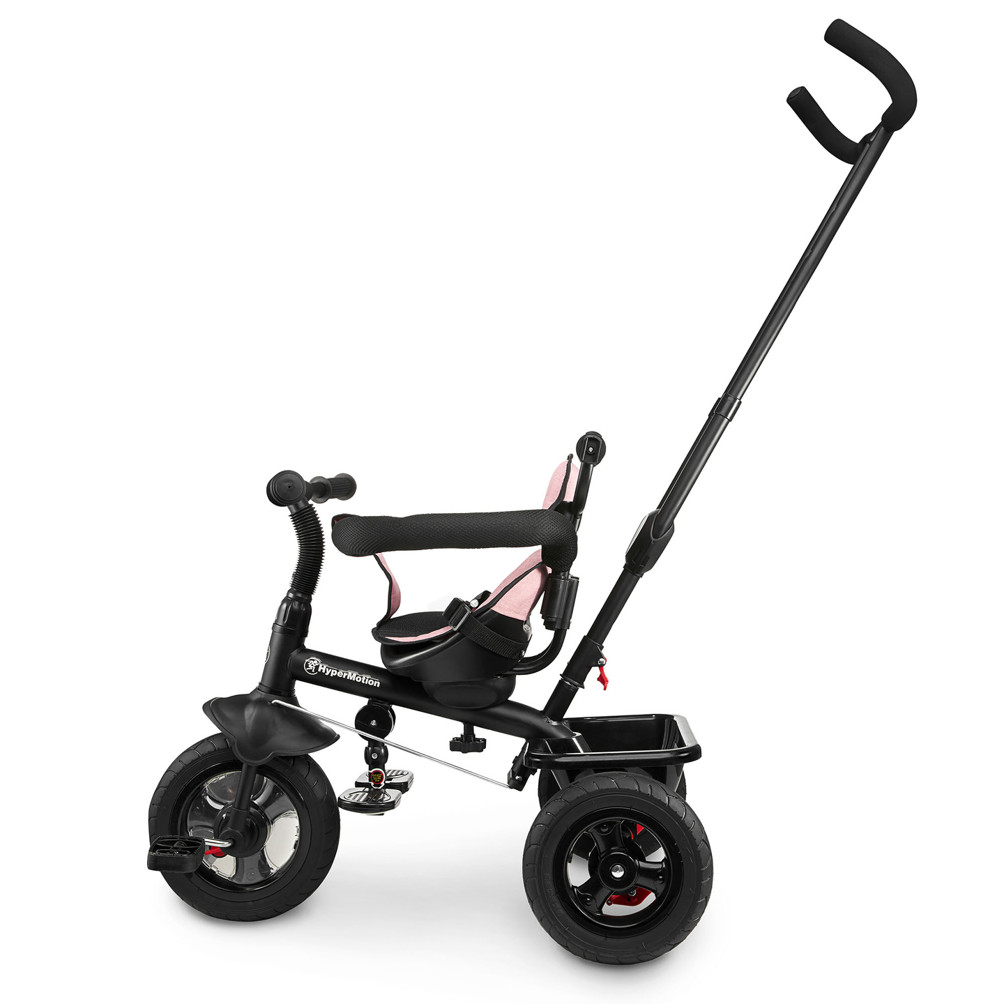 Tricycle pour enfants 1-4 ans - TOBI FREY - couleur rose - pivotant - roues pompées + pousseur