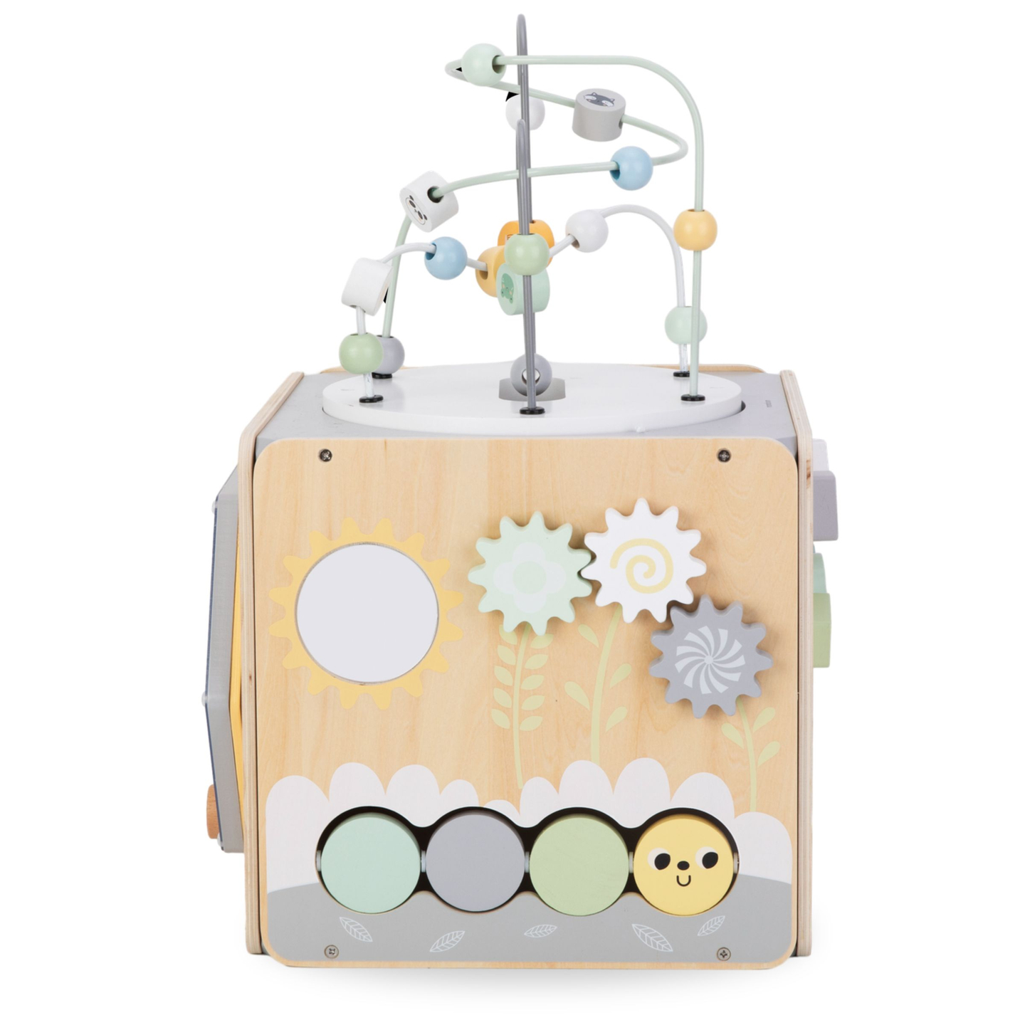 Grand cube d'activité en bois avec boucle - Montessori