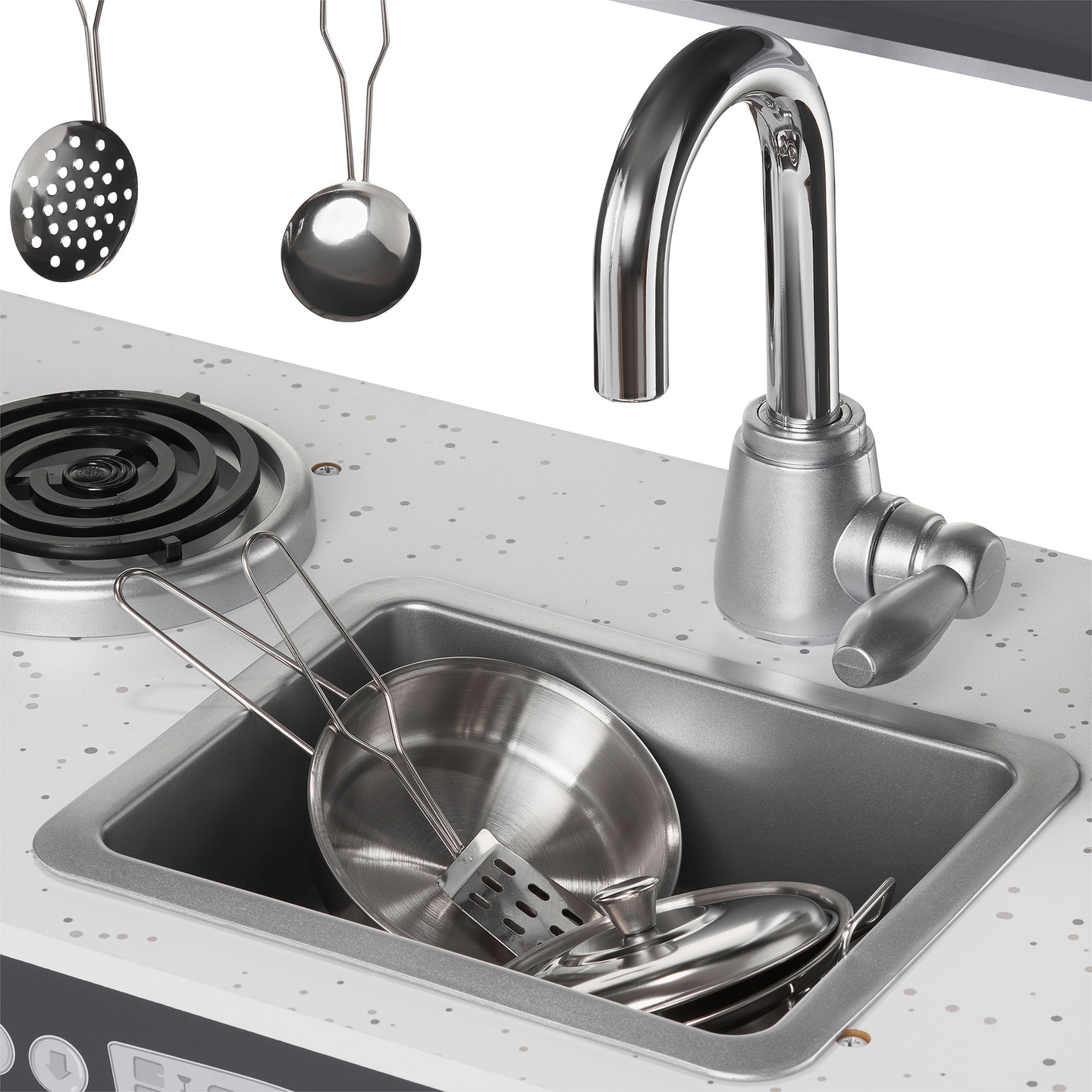 Cuisine en bois XXL avec éclairage LED, tablier et accessoires