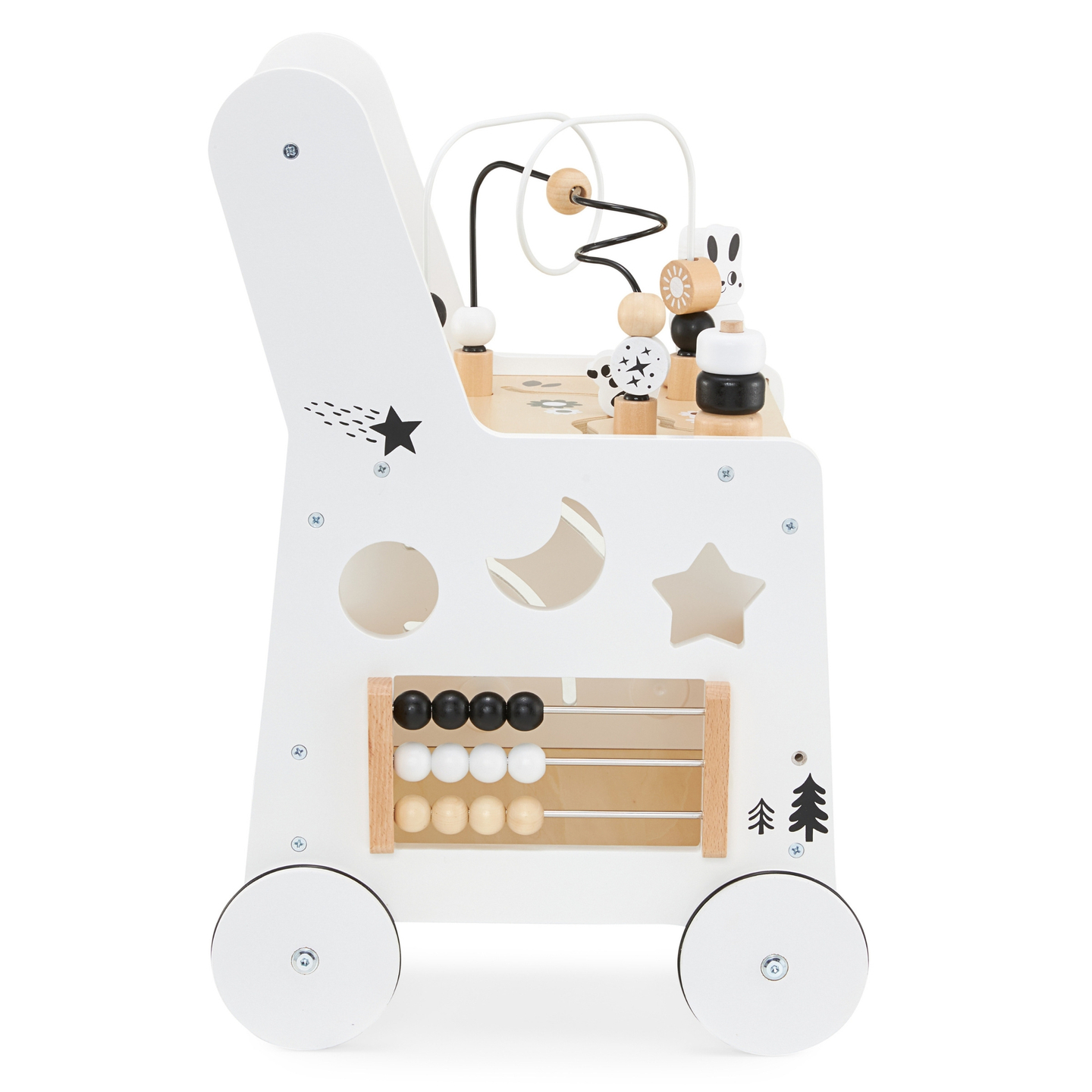 Poussette en bois 6in1, déambulateur avec fonction de table d'apprentissage