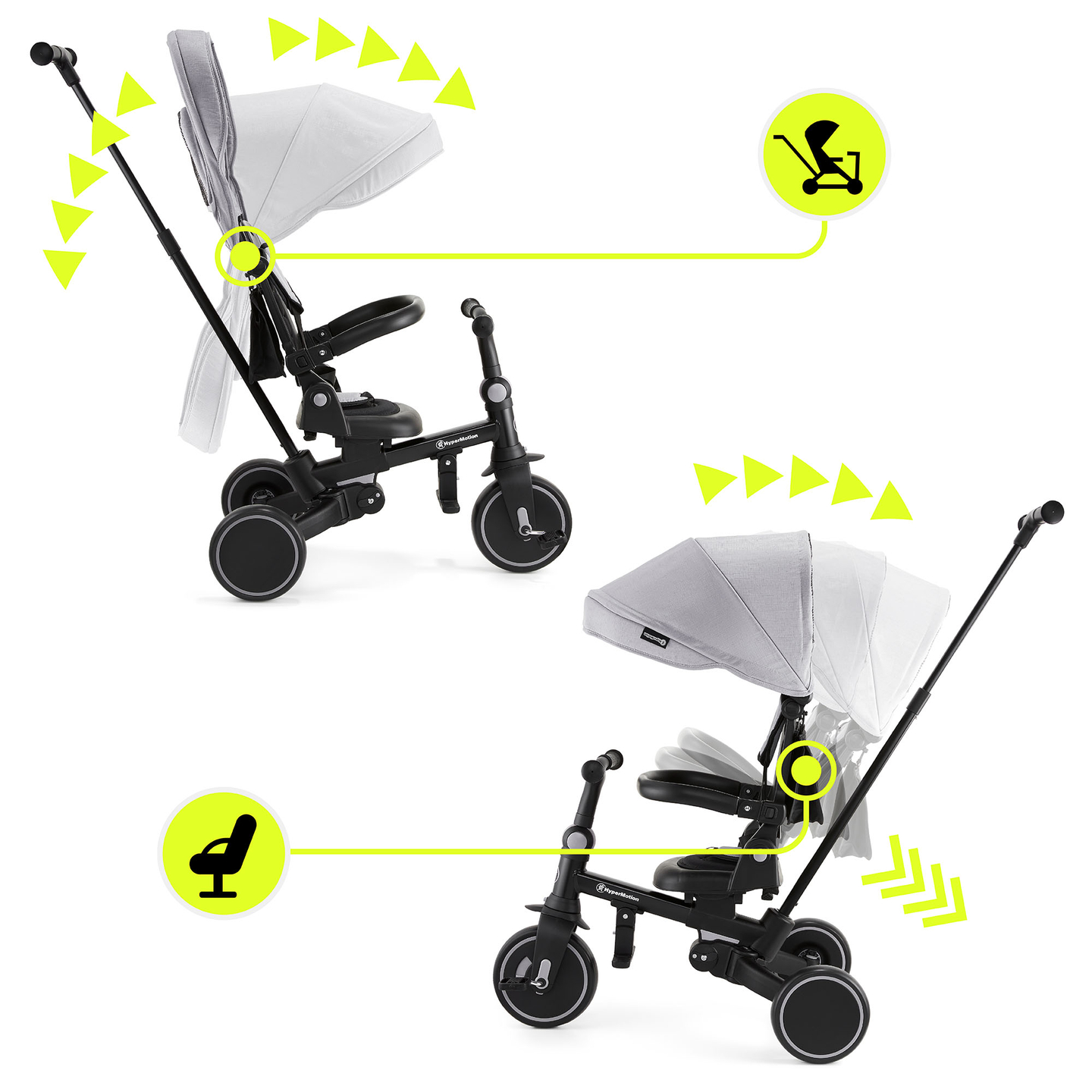 Tricycle multifonctionnel 8 en 1 TOBI FOREST - gris