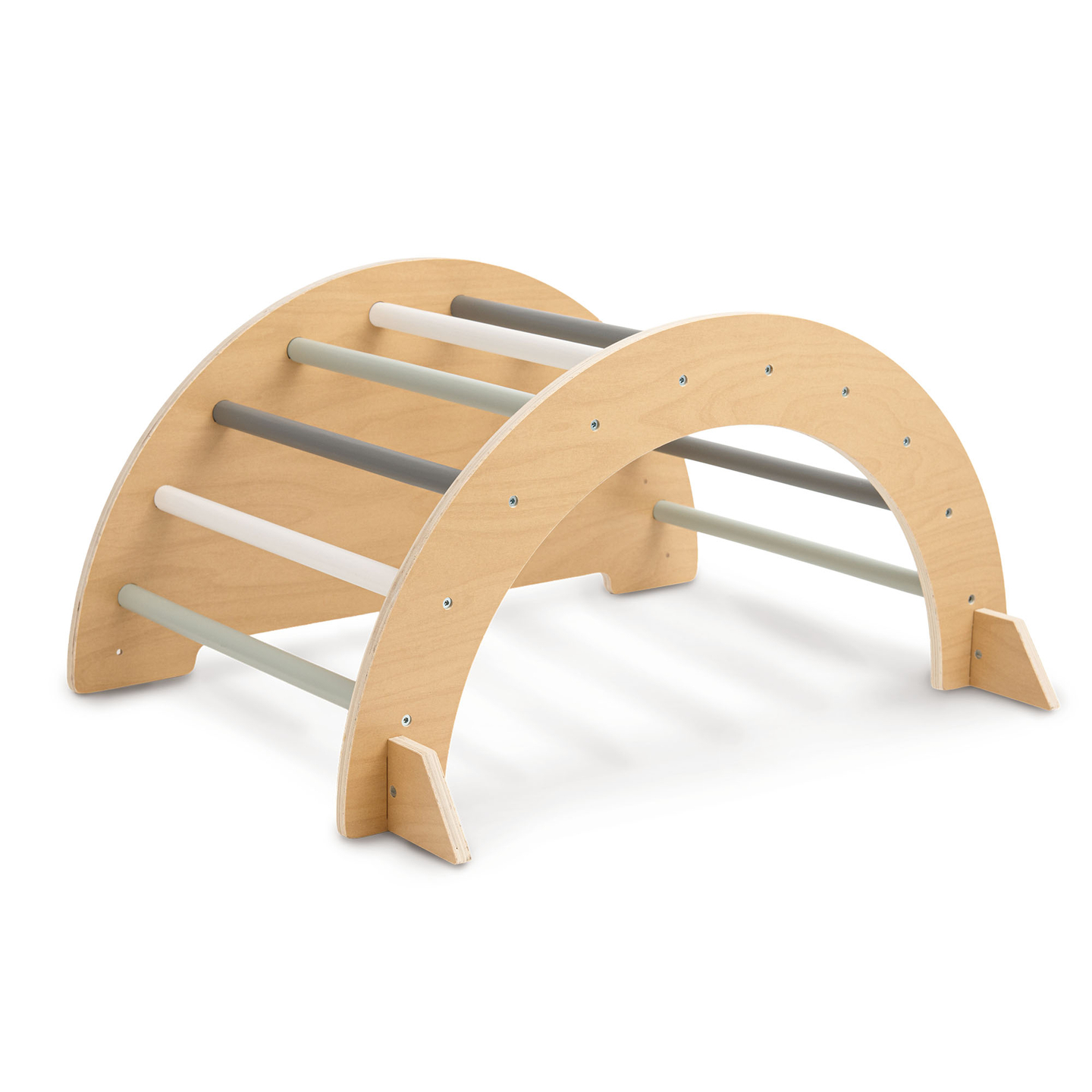 Aire de jeux intérieure en bois pour enfants - mur d'escalade, toboggan, arche d'escalade/bascule et triangle de Pikler