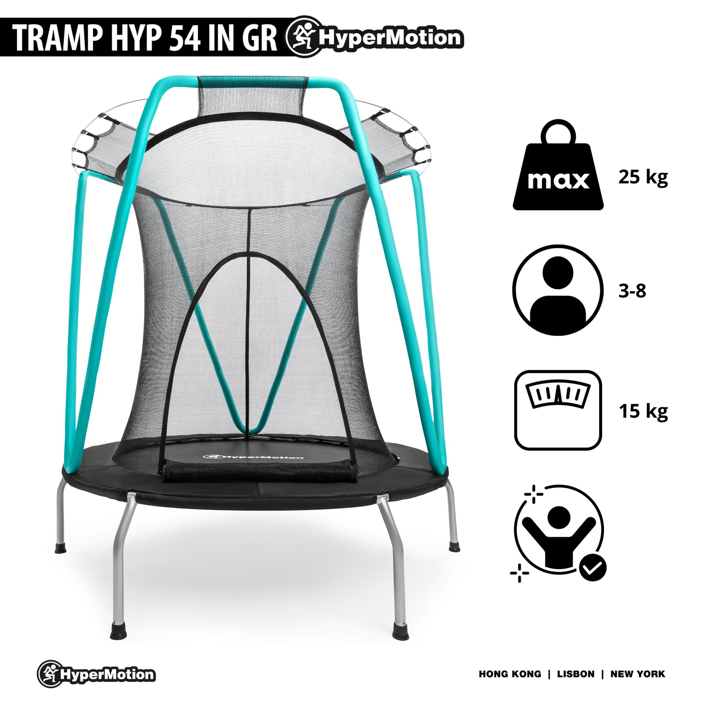 Trampoline menthe 137cm avec filet de protection - pour enfants de 3 à 8 ans - pour la maison et le jardin
