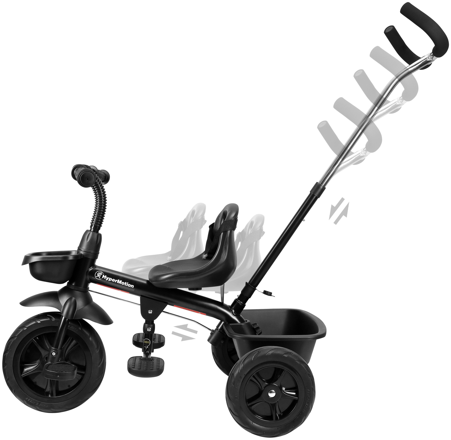 HyperMotion TOBI VECTOR tricycle - roues gonflables éternelles + barre de poussée. Couleur : noir.