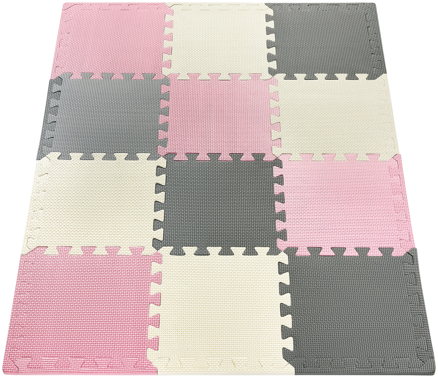 Puzzle en mousse 12pcs. - tapis de mousse éducatif 120 x 90 x 1.2cm avec bordure - rose