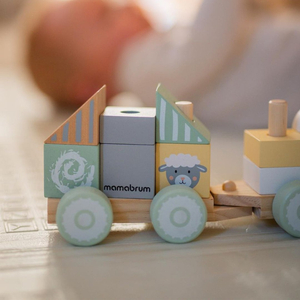 Train en bois avec des blocs pour un garçon - Ferme