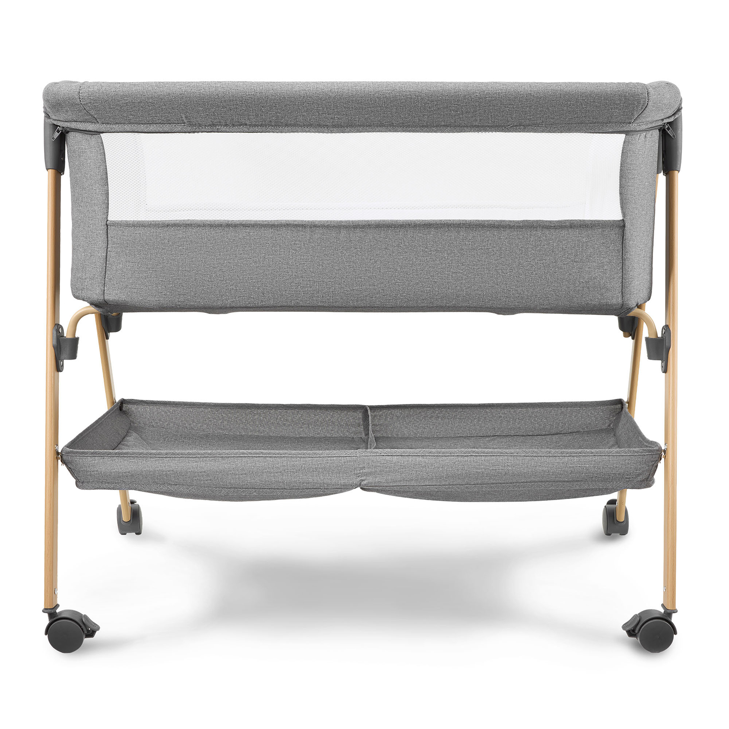 Lit bébé autoportant, lit de voyage, berceau avec matelas - gris