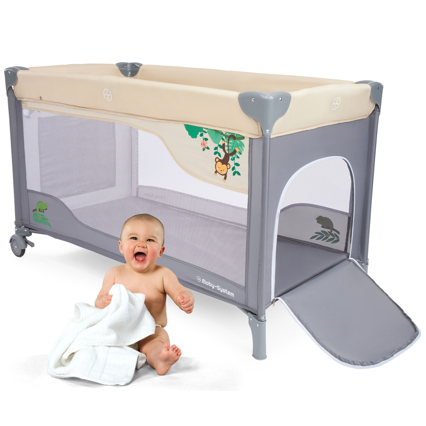 Lit parapluie 0 - 36 m avec table à langer + parc Moby-System HUXLEY