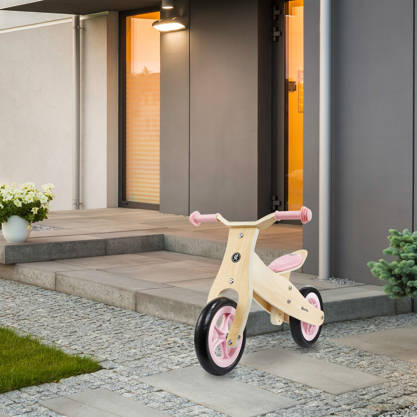Tricycle et draisienne en bois 2en1 - HyperMotion PERCY - rose