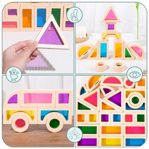 Blocs de bois arc-en-ciel - 25 éléments