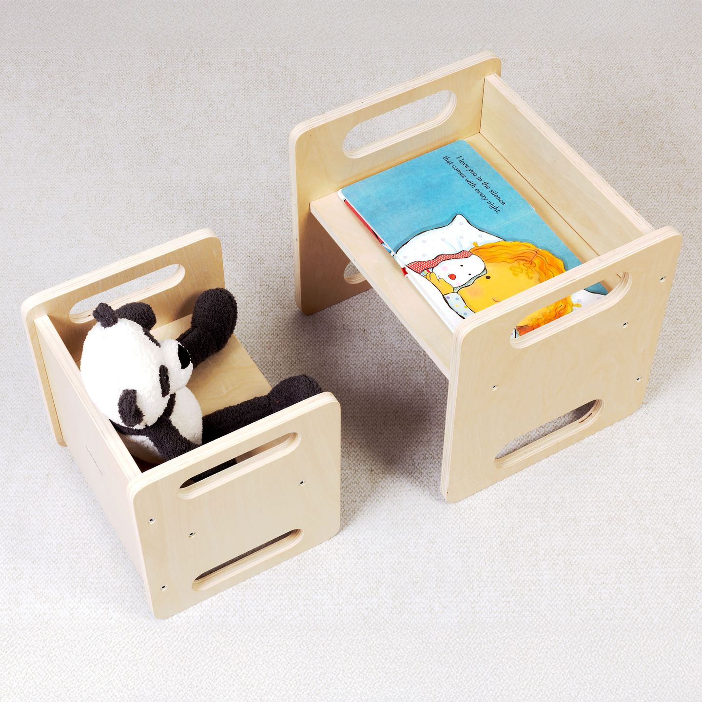 Table et chaise en bois avec fonction marchepied – un ensemble Montessori multifonctionnel pour enfants