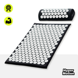 Tapis d'acupression avec coussin et housse - 72 cm HyperMotion noir et blanc