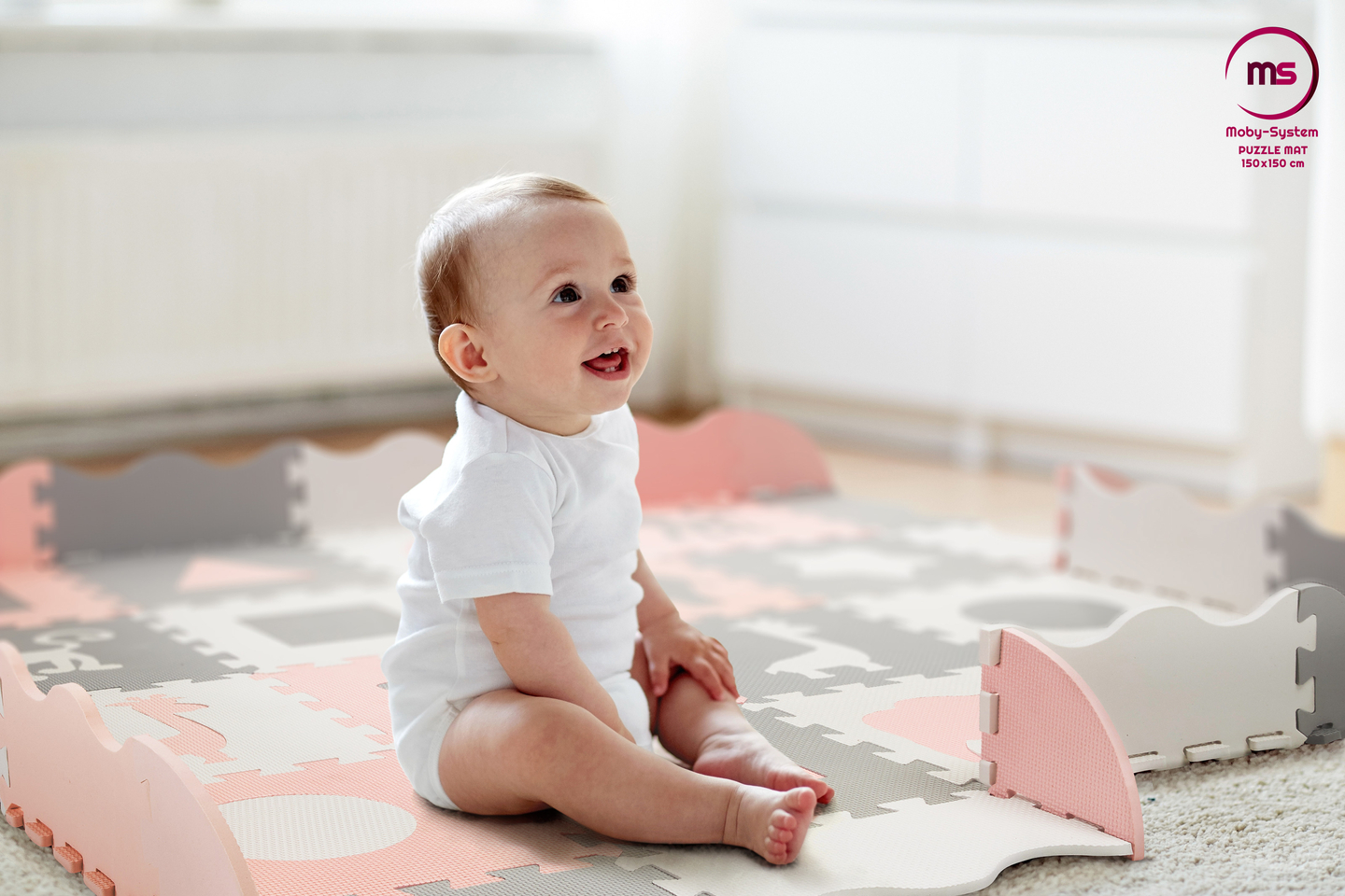 Tapis en mousse XL 150 x 150 x 1cm avec bordure - mousse EVA - rose