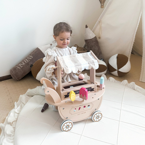 Glacier en bois pour enfants - chariot sur roues avec accessoires