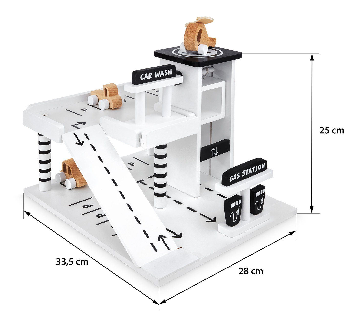 Garage en bois - parking à étages - voitures, ascenseur, hélicoptère