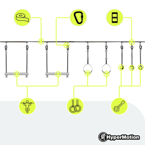 Course d'obstacles Ninja pour enfants - HyperMotion slackline set - 7 obstacles