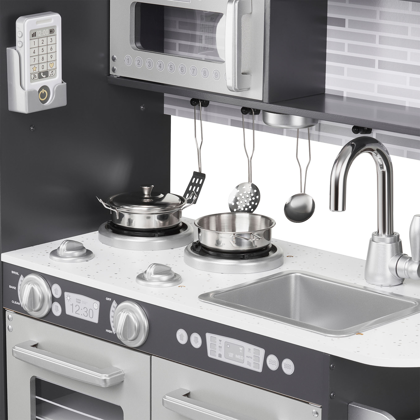 Cuisine en bois XXL avec éclairage LED, tablier et accessoires