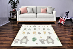 Tapis en mousse double face XXL - rouleau 2 CM (route et forêt avec ours en peluche)