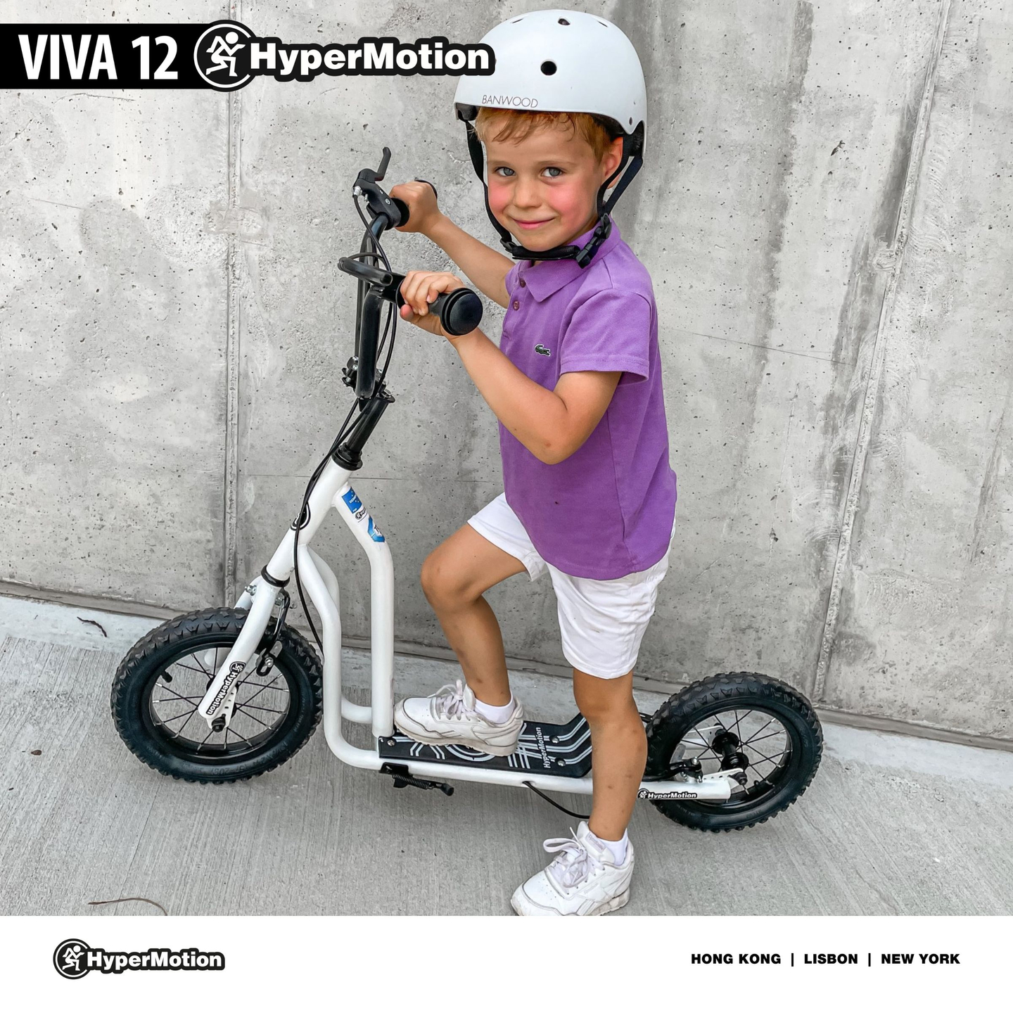 Scooter HyperMotion VIVA 12 (roues gonflables de 30 cm) - Blanc