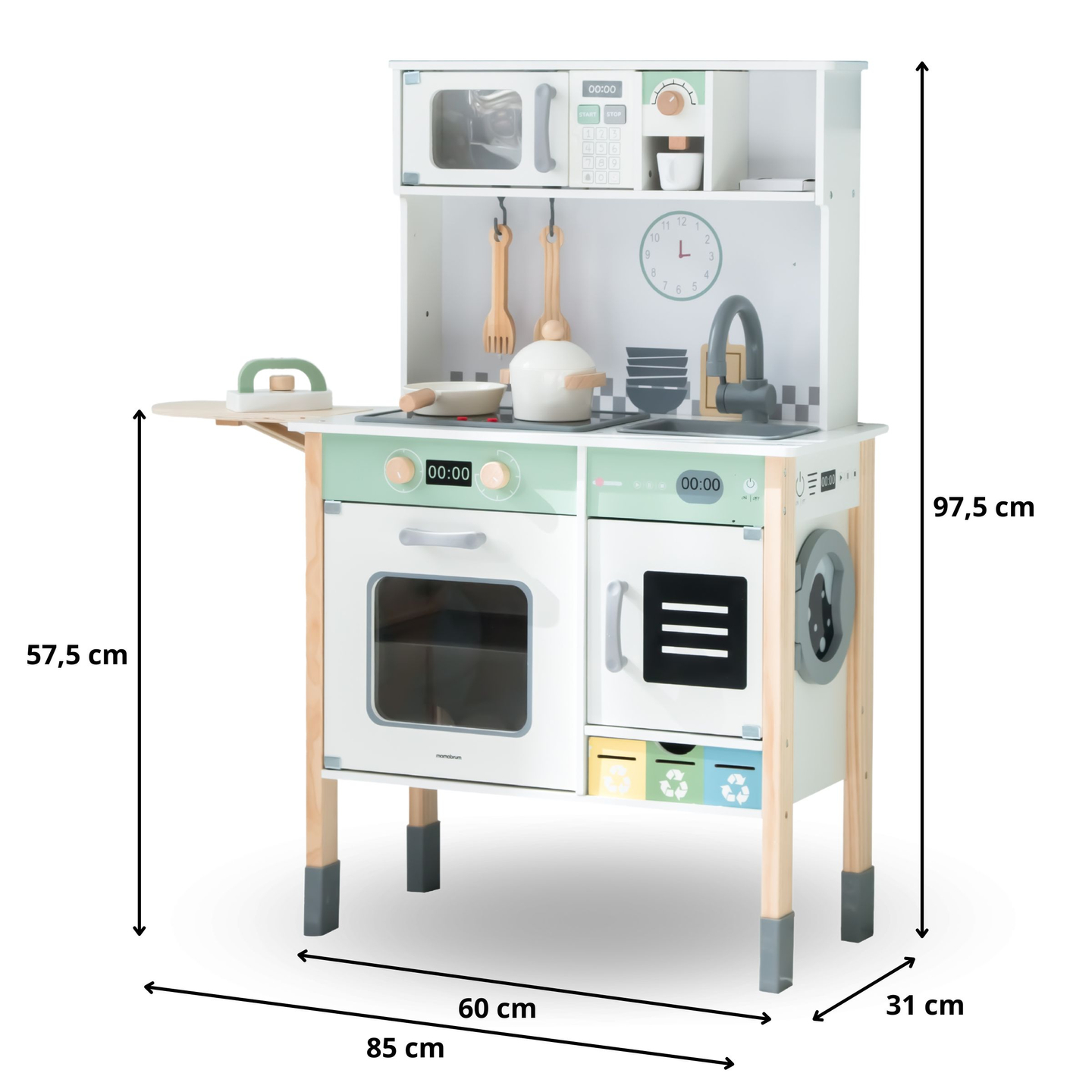 Cuisine interactive avec lave-linge, lave-vaisselle et tableau noir