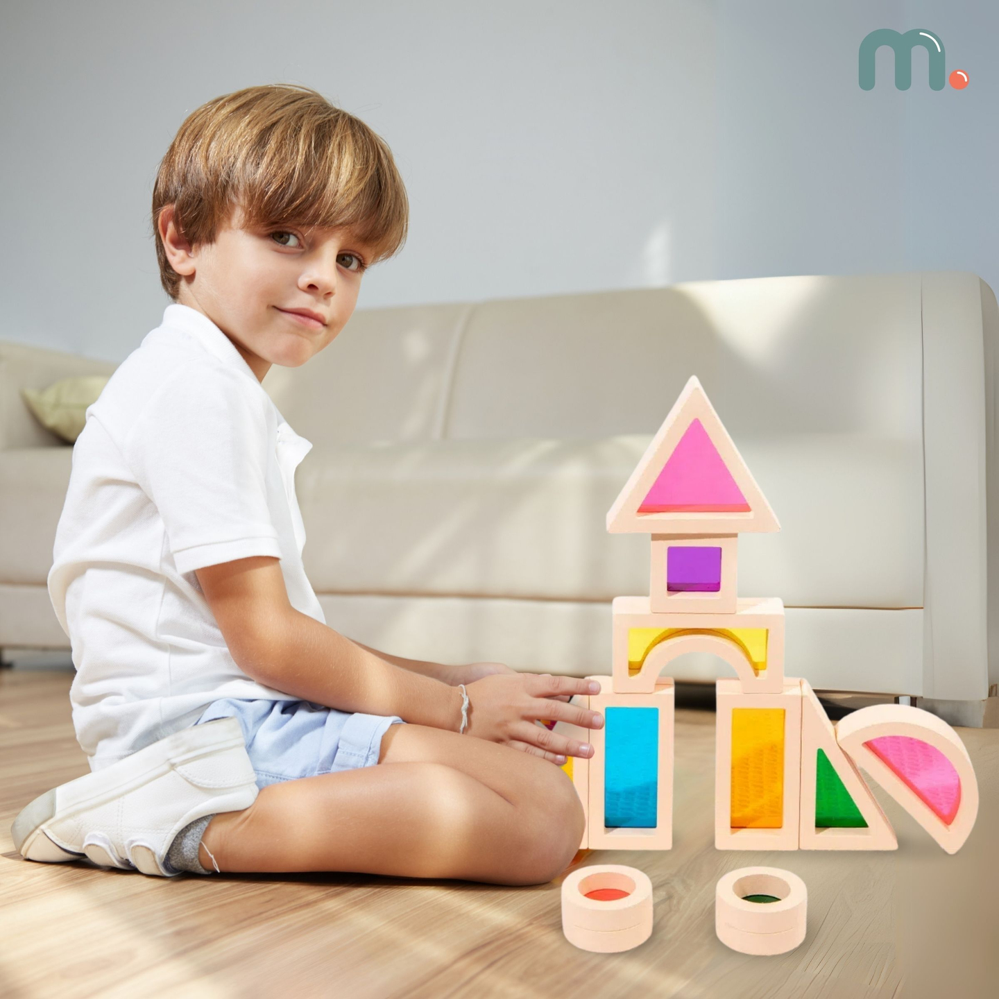 Blocs de bois arc-en-ciel - 25 éléments