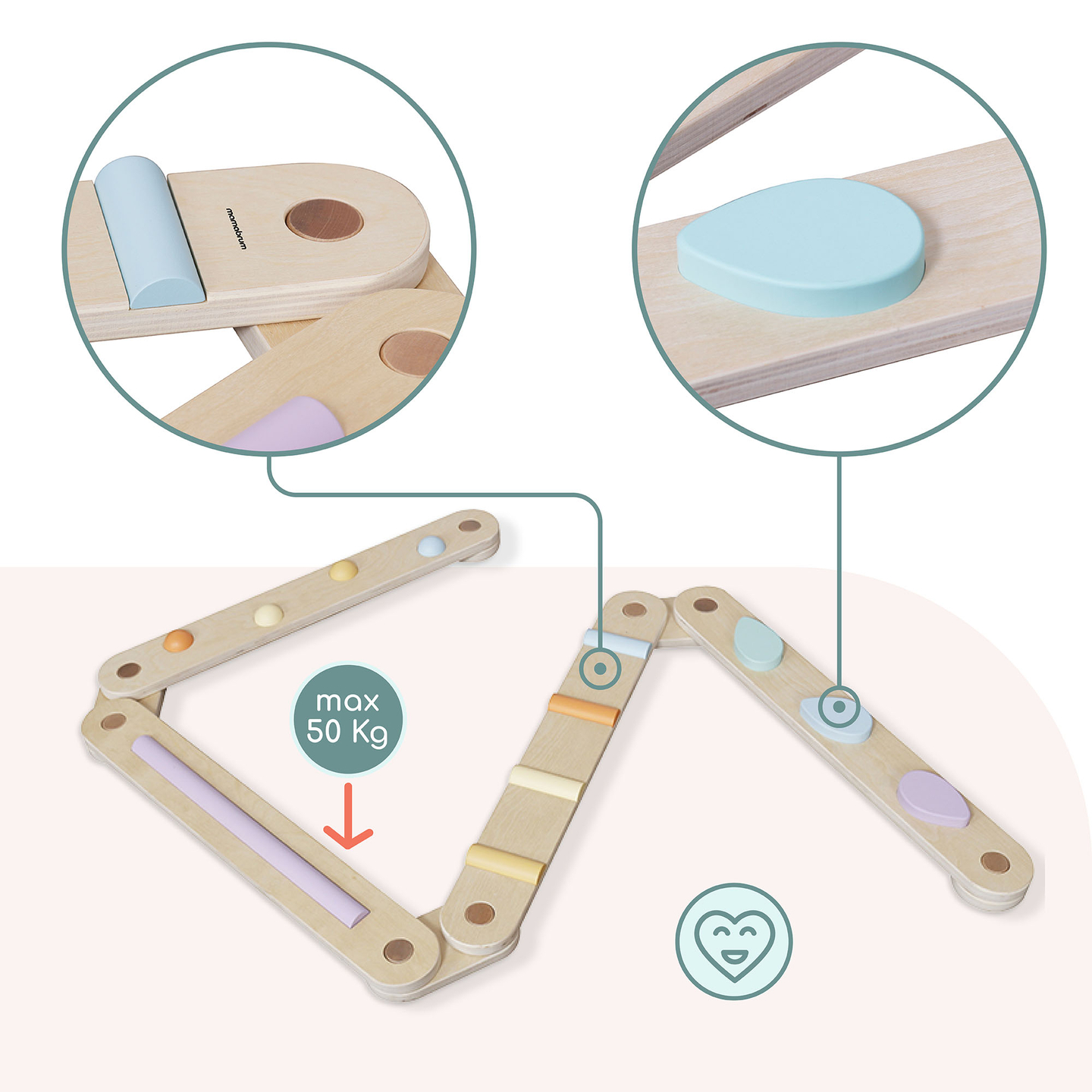 Grand parcours sensoriel en bois - piste d'équilibre - 9 éléments