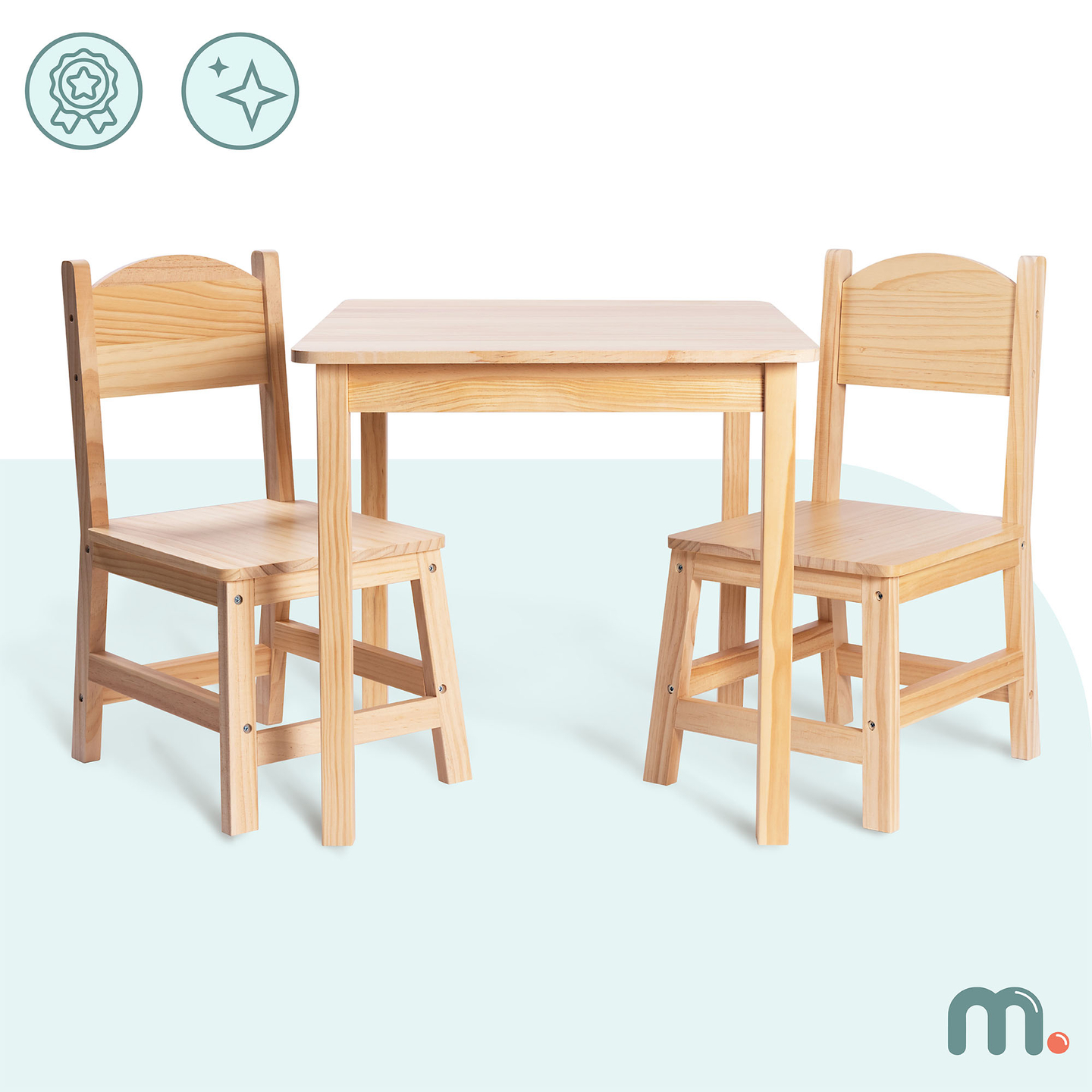 Table en bois et 2 chaises - ensemble pour enfants