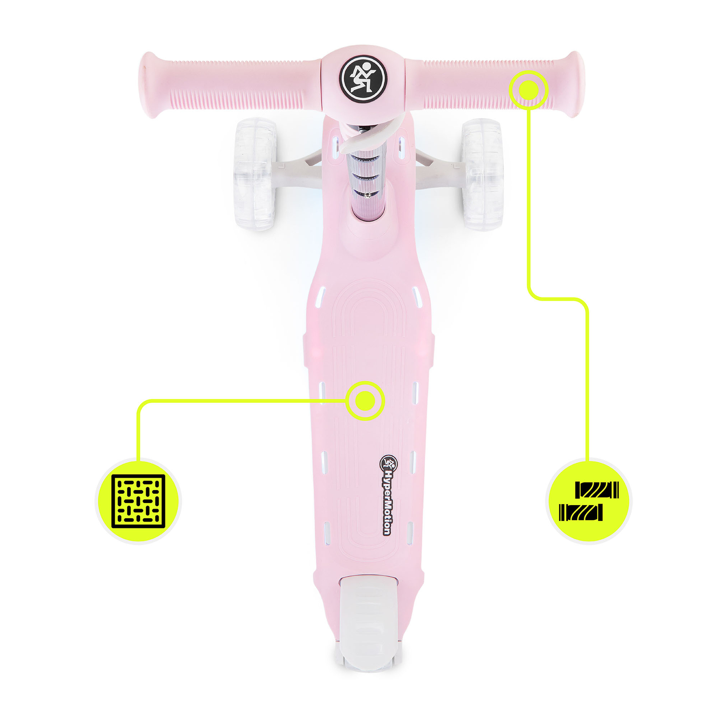 Trottinette d'équilibre HyperMotion BECKY - Éclairage LED RGB, rose